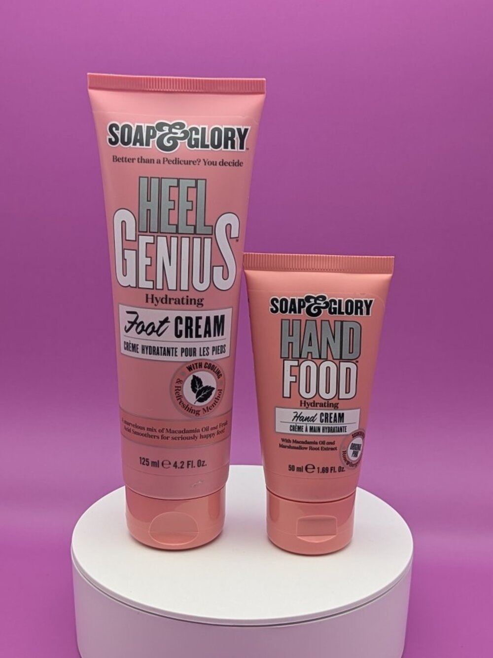 Soap & Glory Full Size Heel Genius Foot Cream & Travel Size Hand Food Cream New